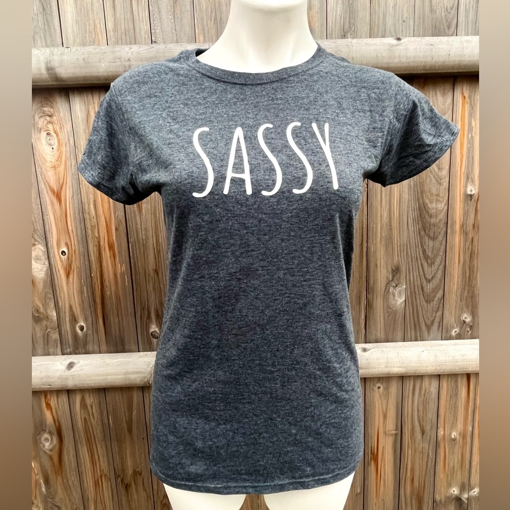 Heather Gray T-Shirt with “SASSY” Written in White Letters